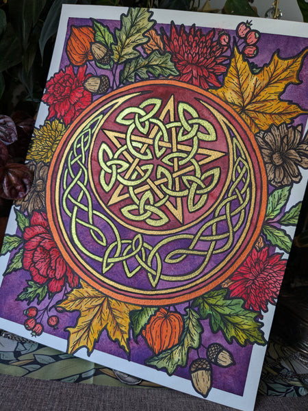 Watercolor Original: Autumn's Pentacle