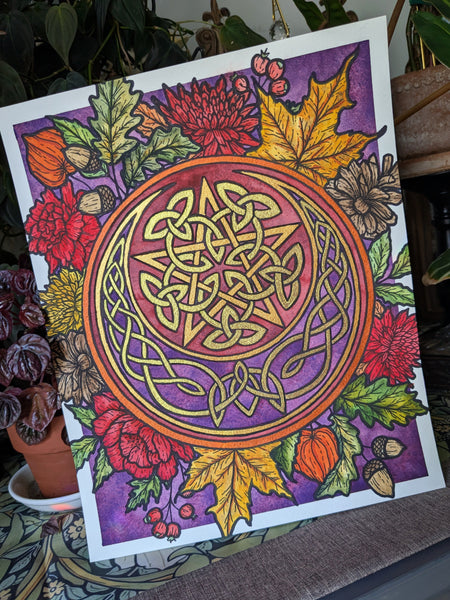 Watercolor Original: Autumn's Pentacle