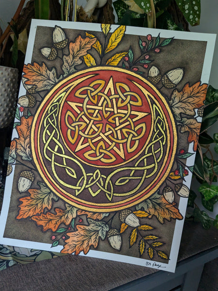 Watercolor Original: Autumn's Pentacle