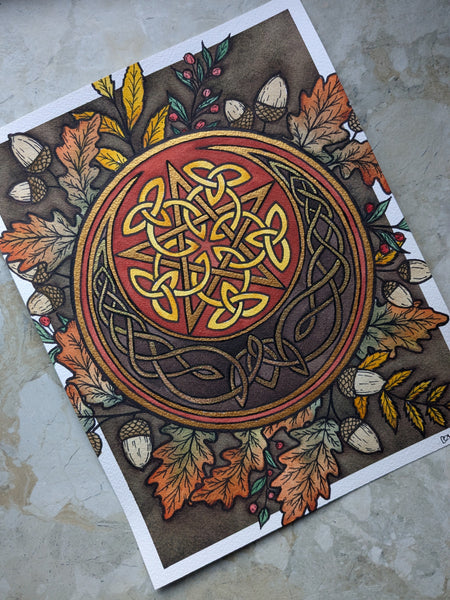 Watercolor Original: Autumn's Pentacle