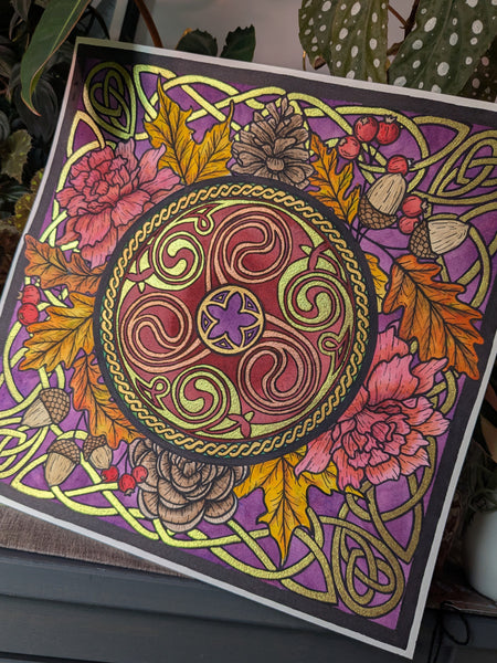 Watercolor Original: Autumn Triskele