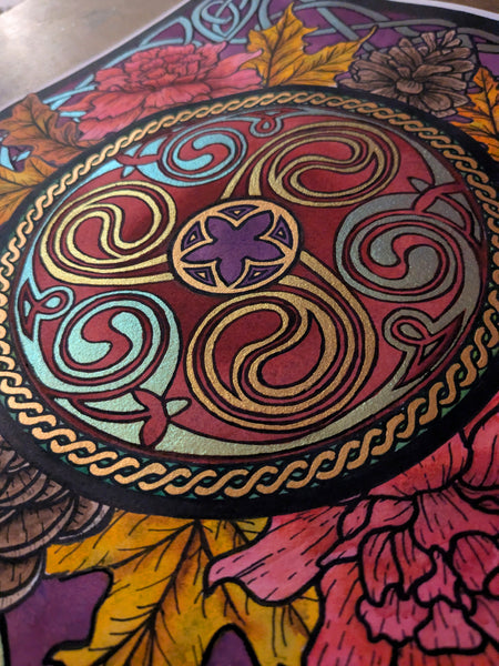 Watercolor Original: Autumn Triskele