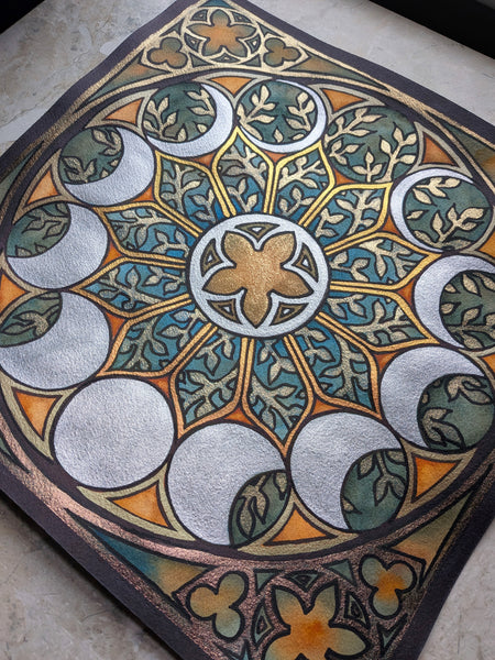 Watercolor Original: Lunar Wheel (Verdigris)