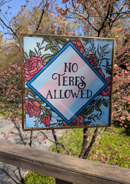 Framed Watercolor Original: No Terfs Allowed