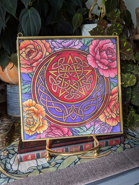 Framed Watercolor Original: Rose and Pentacle
