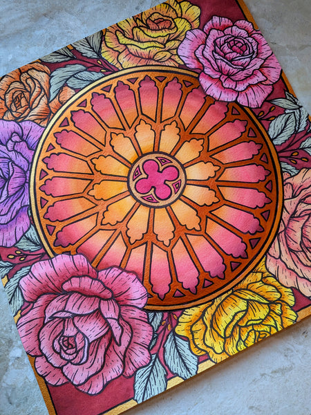 Watercolor Original: Rose Window