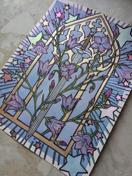 Watercolor Original: Blooming Sword (Harebell)