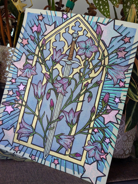 Watercolor Original: Blooming Sword (Harebell)