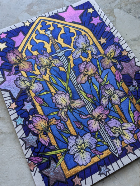 Watercolor Original: Blooming Sword (Iris)