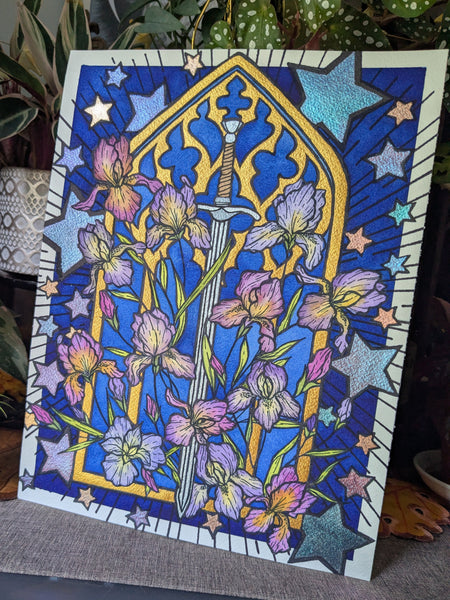 Watercolor Original: Blooming Sword (Iris)